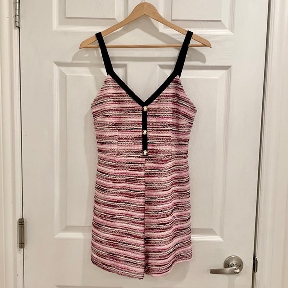 Zara Tweed Pink Velvet Strap Short Romper - Picture 6 of 16